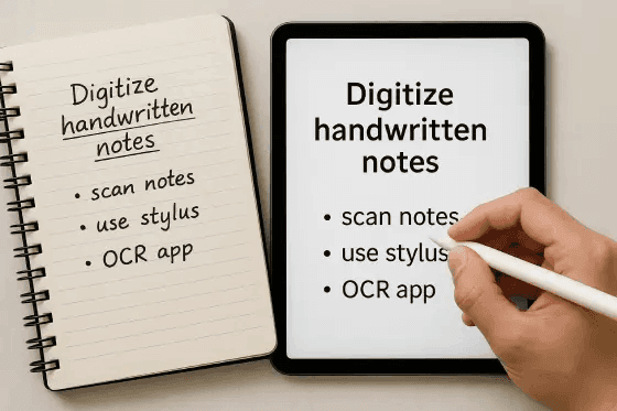 Digitaliseer handgeschreven teksten en notities